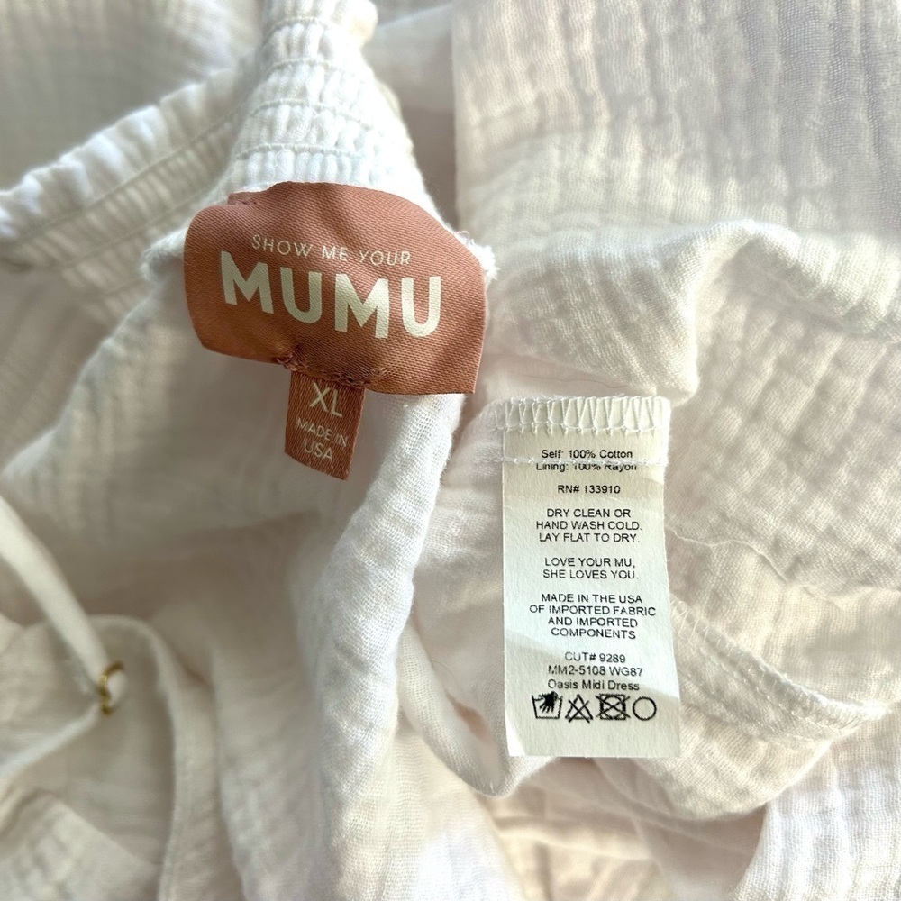 Show Me Your Mumu Oasis Midi Dress White Gauze Size XL - Picture 10 of 12
